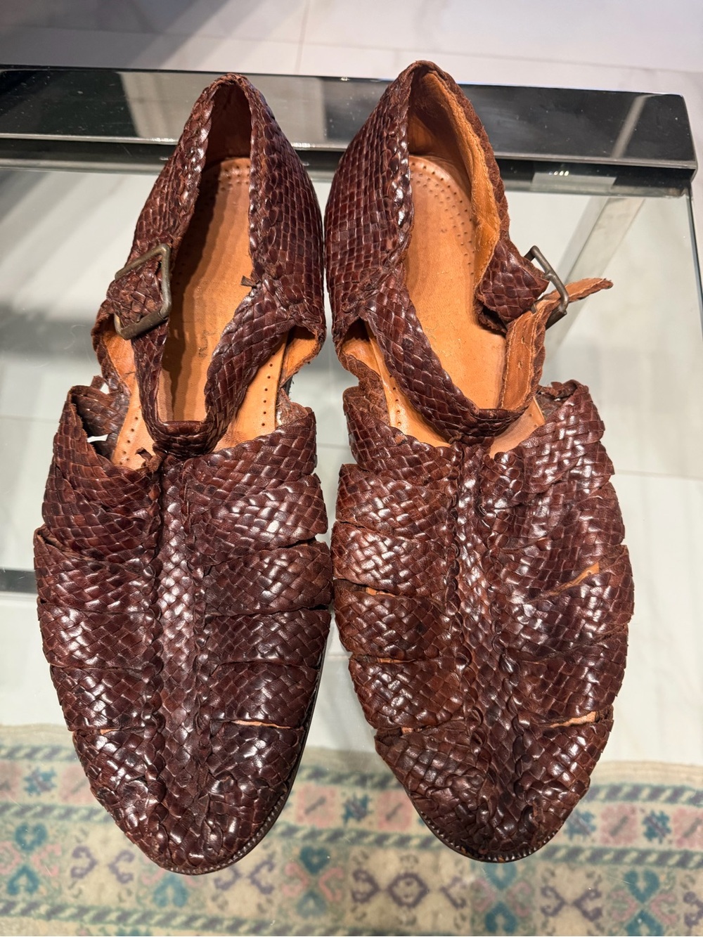 Woven Leather Men’s Sandal/shoe in Dark Brown. Hand Made in Germany 11 1/2